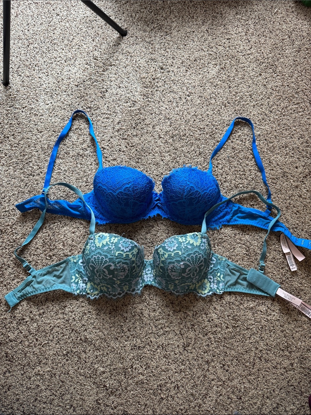 Victoria's Secret Blue & Teal Lace Push-Up Bras